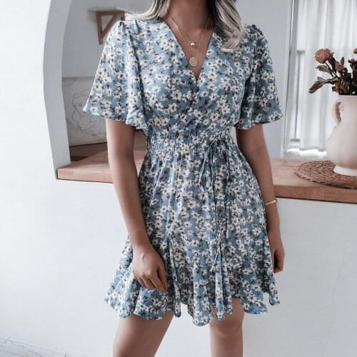 LSOYVAU Summer Short Sleeve Dresses
