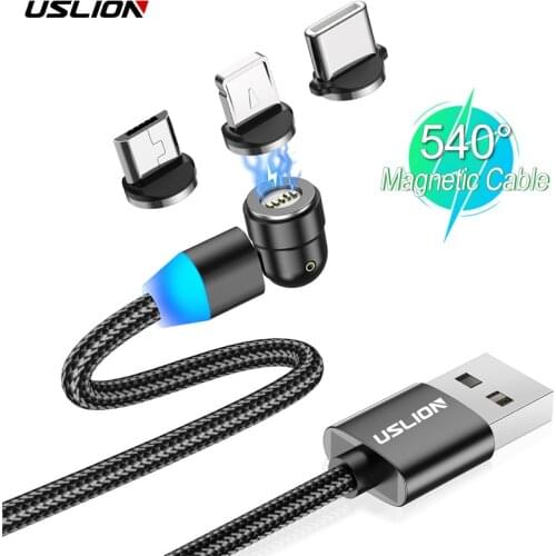 USLION Magnetic Cable usb 3A Fast Charging Type C Magnet Charge Micro For iPhone 12 11 XS XR X Plus Samsung Xiaomi Huawei