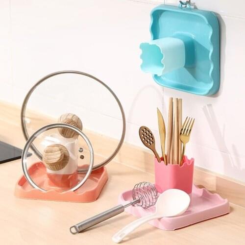 Multifunctional Pot Lid Rack Chopstick Shelf Kitchen Organizer Countertop Storage Shelves Soup Spoon Spatula Mat Drain Rack