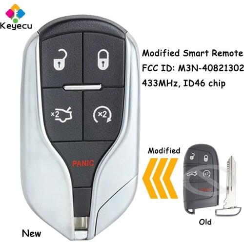 KEYECU Upgraded Smart Remote Control Car Key With 5 Buttons & 433MHz & ID46 Chip - FOB for Chrysler/ Dodge/ Fiat 2011-2018