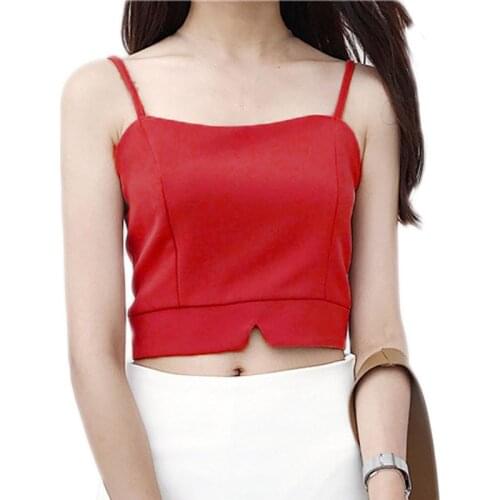 New Women Summer Cropped Camisole Women Slim Waist Solid Cotton Sexy Spaghetti Strap Vest Streetwear Crop Top