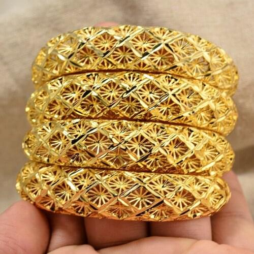 New Gold Color Bracelets & Bangles For Women Girl Muslim Religious Snow Chain Bangle Middle East Luxury Gold Color Jewelry