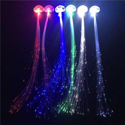 New led colorful glow wig braids cool glow flashing new year party optical fiber braids birthday ball bar spot wholesale