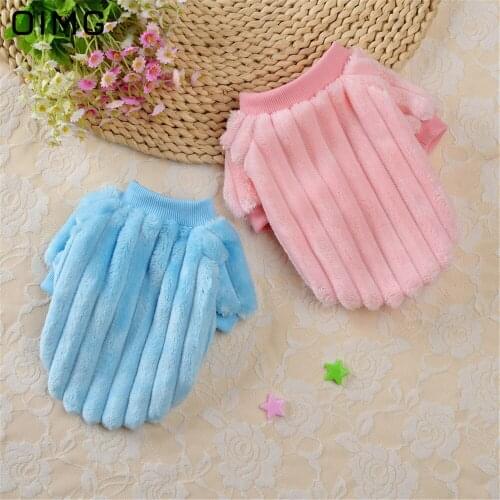 OIMG Vertical Stripes Pet Clothes For Small Dogs Chihuahua Cat Sweaters Soft Fleece Dog Hoodies WinterWarm Coat Dog Clothing