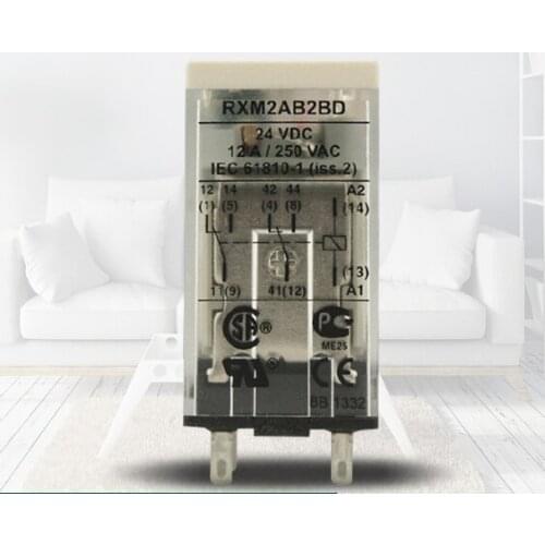 5 pieces of Original authentic small relay RXM2AB2BD DC24V 12A four open four closed white shell