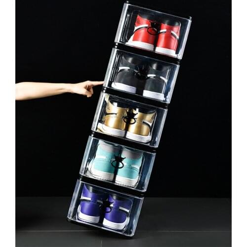 Transparent plastic shoe box drawer type shoe collection artifact shoe box collection rack can be stacked with multiple layers