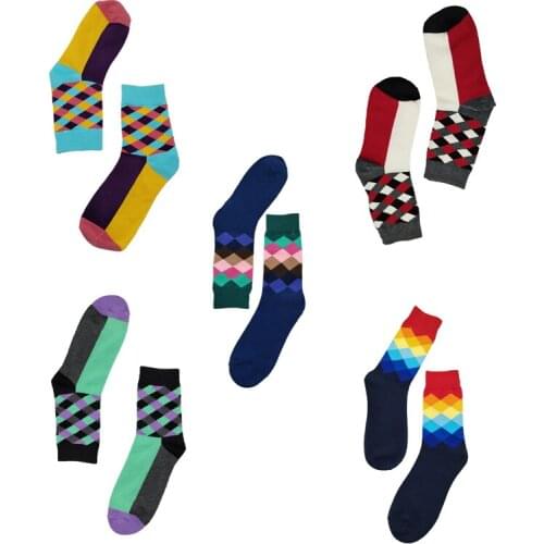 Happy Socks unisex socks Gradient Color summer Style Cotton Wedding sock Mens Knee High Business Socks man sox 5 Color