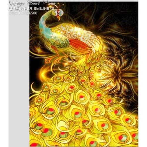 Diy Handmade Crafts Embroidery Cross Stitch round Diamond Mosaic Painting Kits Peacock Animals Rhinestones Sticker Pasted Sets