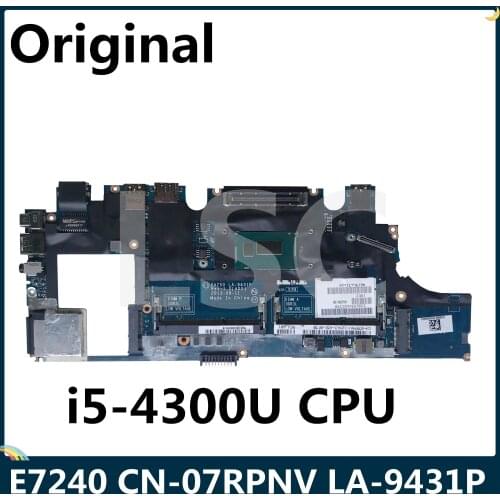 LSC For Dell E7240 Laptop Motherboard CN-07RPNV 07RPNV 7RPNV VAZ50 LA-9431P I5-4300U CPU 100% Working