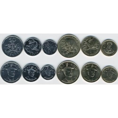 Swaziland 6 Coins Set 2015 New Edition 100% Authentic Original Coin Collectibles UNC