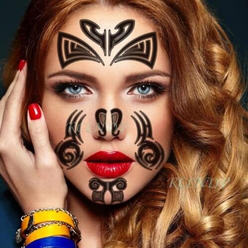 Waterproof Temporary Tattoo Sticker The Maoris Tribal Totem Face Art Black Pattern Flash Tatto Fake Tatoo for Women Men