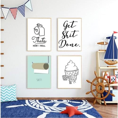 A5 A4 A3 A2 Canvas Painting Decoration Funny Toilet Picture Get Shit Done Ice-Cream Wall Art Picture Poster Home Decoration