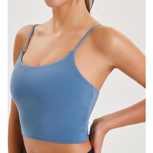 Women Sports Training Padded Yoga Bra For Gym Fitness Workout Round-neck Basic Camisole Cami Crop Top C5238
