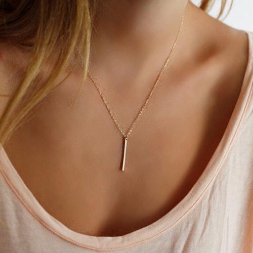 Women Fashion Metal Bar Pendant Necklace Trendy Womens Simple Chorker Necklace Brinco Birthday Gift Whosales Jewelry