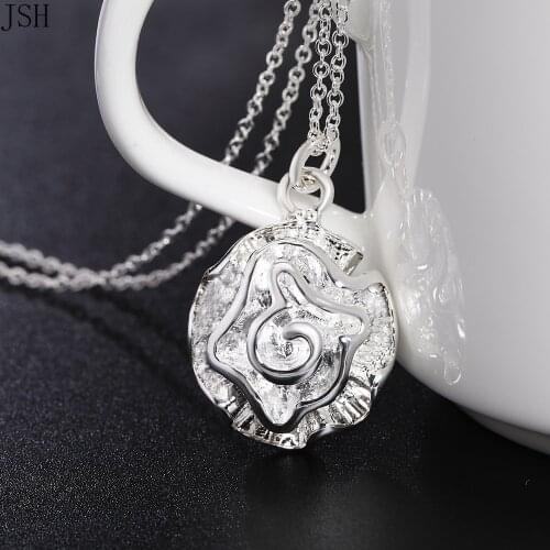 New wedding party silver color for women necklace jewelry silver jewelry fashion cute rose flower pendant necklace LN016