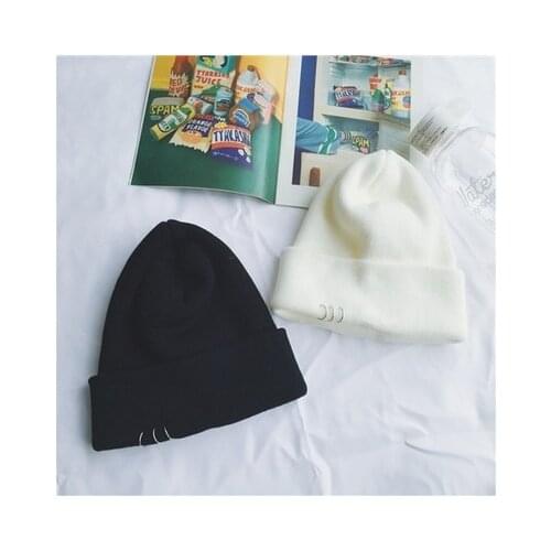 Winter Warm Knitted Caps Fashionable Metal Ring Buckled Hat Knitted Caps Knitted Hat Winter Women Warm Casual Chapeau Femme