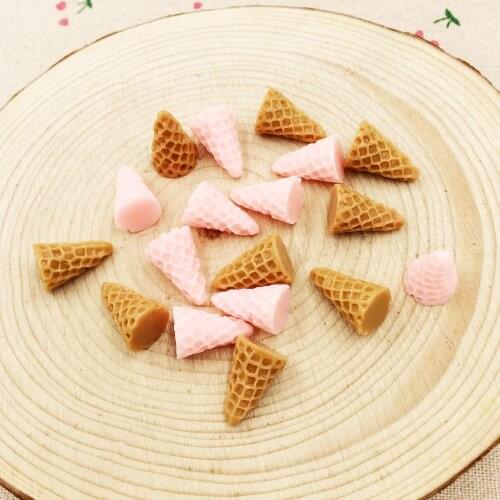 20 Pieces Kawaii Ice Cream Cone DIY Resin Decorative Craft Scrapbooking Accessories Decoration Handmade Charm :17mm
