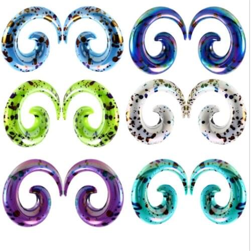 52PCS/Lot 14G-12MM Cute Animal Snail Ear Expansion Fashion Ear Plug Acrylic Spiral Ear Stretcher Expander Body Piercing Jewelry