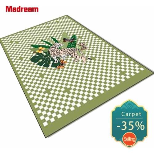 Free Shipping Fashion Carpets For Living Room Modern Checkerboard Lattice Tiger Flower Bedside Rugs Home Bedroom Area Floor Mats