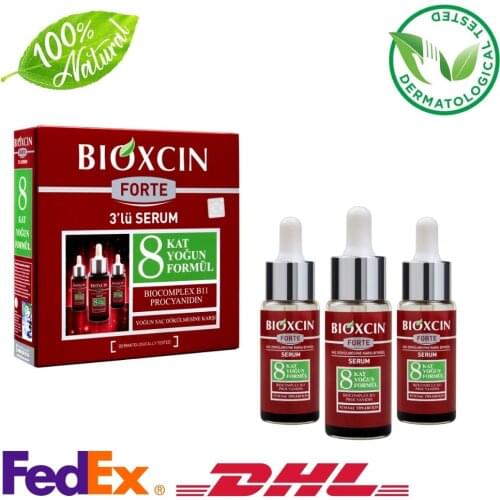 Bioxcin Forte Anti Hair Loss Serum For All Hair Type, 3 Single Serums (3*30ml=90ml) - Express Delivery