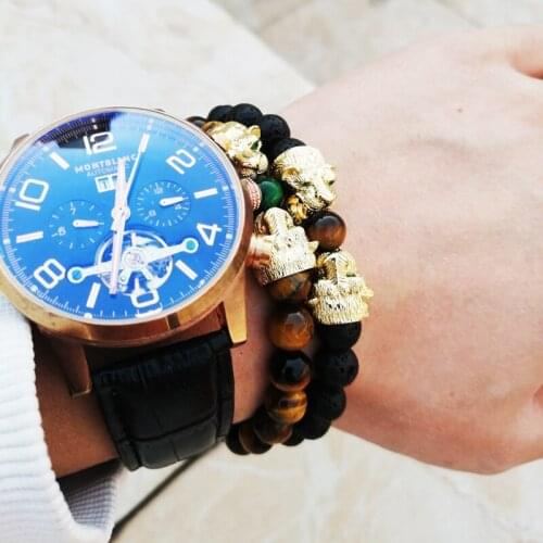 Natural stone Lion beaded mens bracelet handmade bracelets for women pulseras men bileklik mens beads accesorios hombre braslet