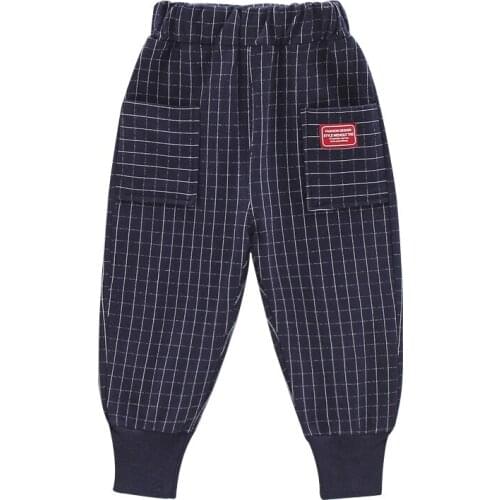 Fashion girls Casual Pants Autumn Childrens Pants Boys' Plaid Pants Mid-Childrens Long Pants Clothing