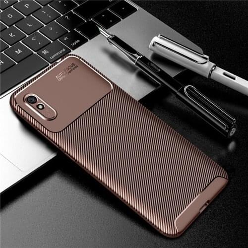 For Xiaomi Redmi 9 9A 9C Case Shockproof Matte TPU Carbon Fiber Soft Silicone Phone Case for Redmi 9T Back Cover Coque
