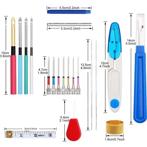 DIY Punch Tool Embroidery Cross Stitch Needle Handmade Threader Sewing Sets Art Needles with Thread
