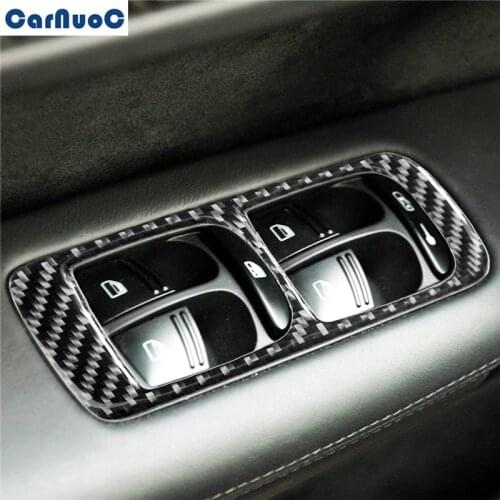 For Porsche Cayenne Sport SUV 2003-2010 Car Front Window Control Button Panel Trim Cover Decal Carbon Fiber Sticker Accessories