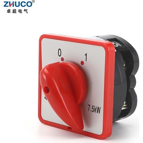 ZHUCO HZ5D-40/7.5 L01 40A 7.5KW 2 Position 1 Phase Rotary Combination Switch Knob Selection Double Poles Cam changeover Switch