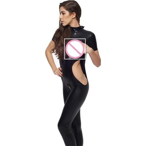Hot New Black Leather Lingerie Sexy Body Suits for Women Erotic Leotard Costumes Latex Bodysuit Sex Products