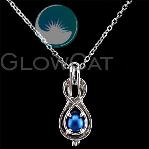 K928 Infinity Sign Beads Cage Perfume Diffuser Stone Pearl Cage Locket Necklace Pendants for Oyster