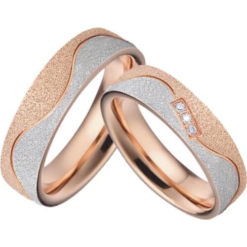 Alliance marriage men and women wedding rings for couple Rose Gold filled Emery stainless steel finger ring Jewelry 2020