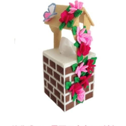 The new three-dimensional embroidered tissue box 5D wool handmade cross-stitch DIY material package living room well drawer roll