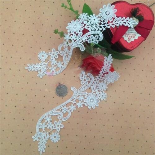 10Pieces Lace Applique French Lace Fabric High Quality Polyester Embroidered Lace Trim DIY Craft Floral Lace Collar T375
