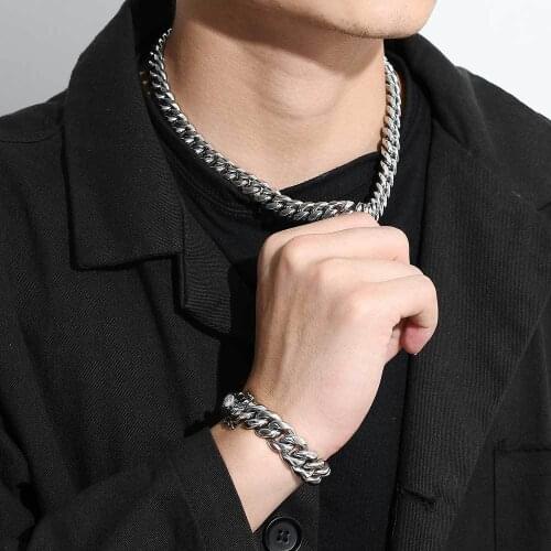 Stainless Steel Cuban Link Chain 3 Colors 8-14mm Cuban Necklace Fashion Hip Hop Jewelry For Men Gifts 18-26inch