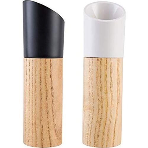 Wood Salt and Pepper Grinder Set of 2-Salt and Pepper Shakers with Adjustable Ceramic Rotor-Pepper Grinder Salt