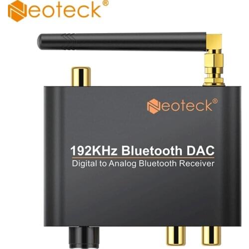 Neoteck DAC Converter with Bluetooth-Compatible Receiver Volume Control 192kHz Digital Coaxial Toslink to Analog L/R RCA 3.5mm