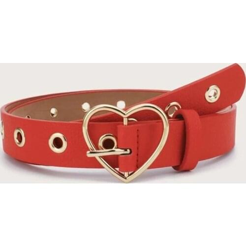 2020 New Ladies Heart-shaped Belt Buckle, Heart-shaped Thin Belt, High-quality Punk Fashion Belt