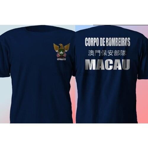 New Corpo de Bombeiros de Macau Fire Department Firefighter Navy T Shirt S-3XL Double Side