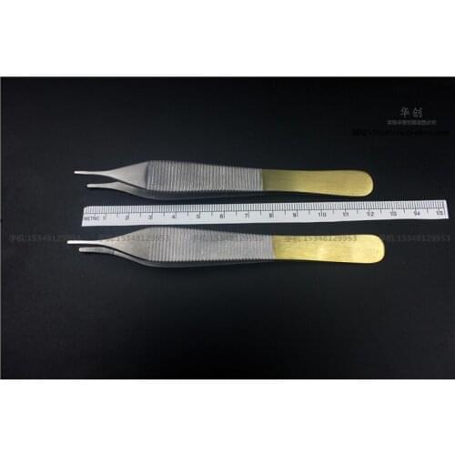 Cosmetic plastic surgery stainless steel tweezer tissue tweezers no damage tweezers with hook&straight 12cm