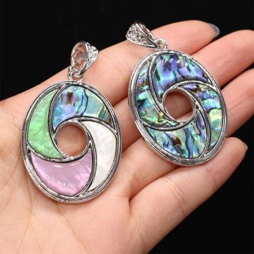 1pcs Natural Oval Mixed Colors Shell Pendants Charms for DIY Necklace Earrings Jewelry Making Accessories Gifts Size 34x48mm