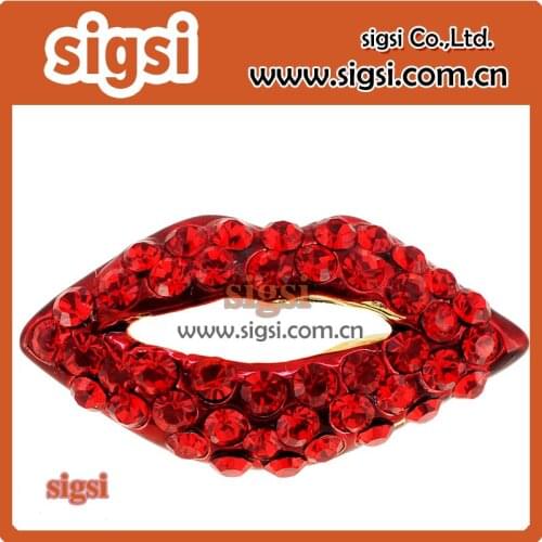 Popular red lip temptation rhinestone brooch and pins for wedding/party decor