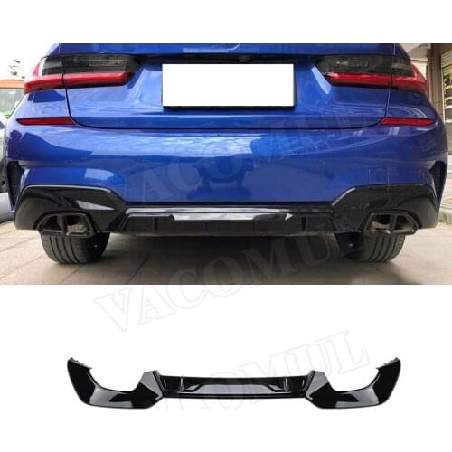 PP Rear Lip Diffuser Spoiler For BMW 3 Series G20 G28 M Sport 2019 2020 MP Style Square Exhaust Tip Type Back Bumper Lip Guard