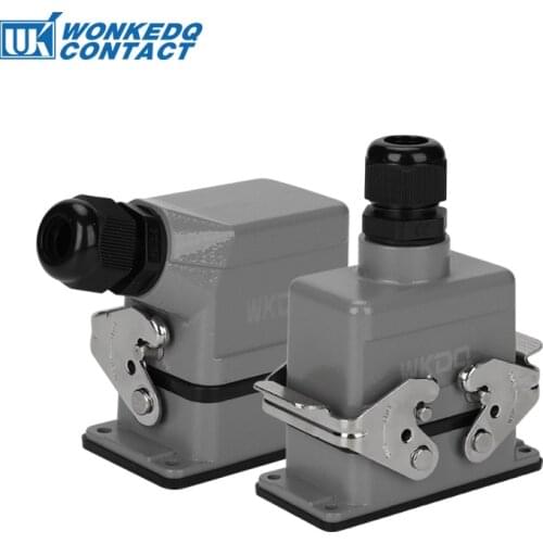 Rectangular Heavy Duty Connector HDC-HE-06 Core Industrial Waterproof Aviation Plug Socket 16A 500V Top Line And Lateral Line