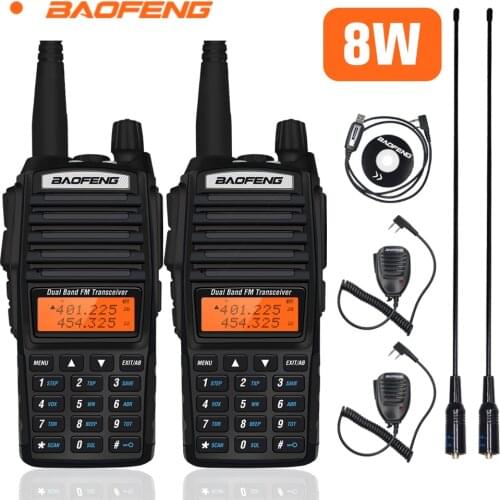 2pcs Baofeng UV82 Walkie Talkie Real 8W High Power Portable Ham Radio Dual Band VHF UHF Radio UV-82 Two-way Radio FM Transceiver
