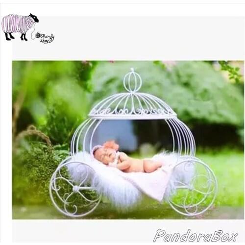 Newborn Photography Props Baby Girl Princess Cinderella Carriage Pumpkin Car Posing Poser Prop fotografia Photo Iron Bed Basket