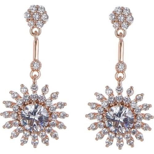 Flower Shape Inlaid Zircon Gold-plated Earrings Womens Earrings Banquet Engagement Earrings Specially Designed For Women