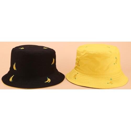 New Banana Fruit Fishermen Hat Cute Wild Reversible Outdoor Hiking Hat Simple Sunscreen Sun Protection Hat Unisex Panama Bob Cap