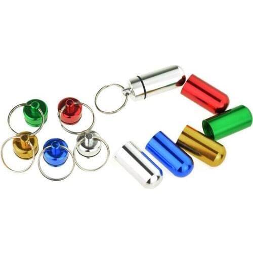 Outdoor Portable Aluminum Pill Box Mini Waterproof Bottle Keychain Capsule Bottle Container First Aid Medicine Bottle StorageBox